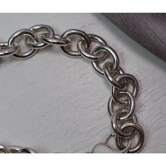 Retired James Avery 925 Cable With Large Heart Chain Bracelet 40G / 8in / 9.9mm - Picture 2 of 5